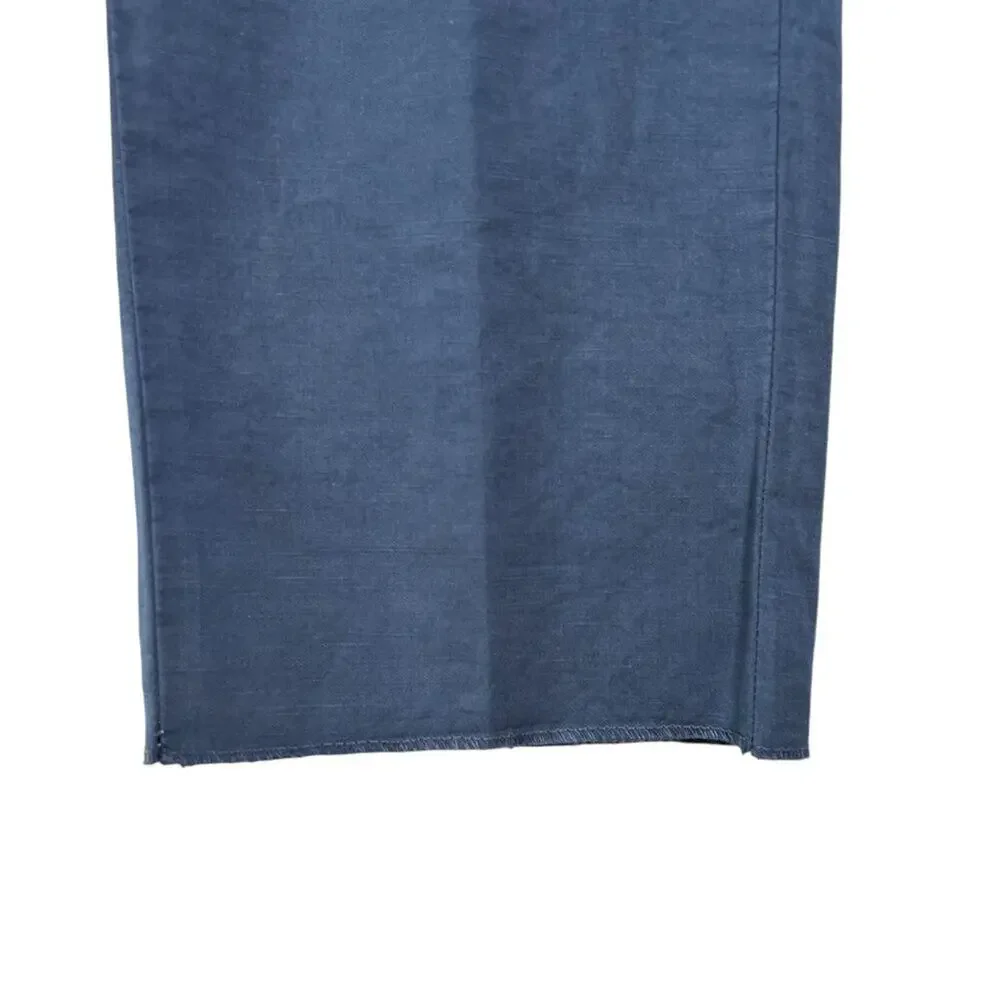 Officine Generale Paul Pant SIZE 50 US 33 Navy Cotton Linen Unhemmed Trouser